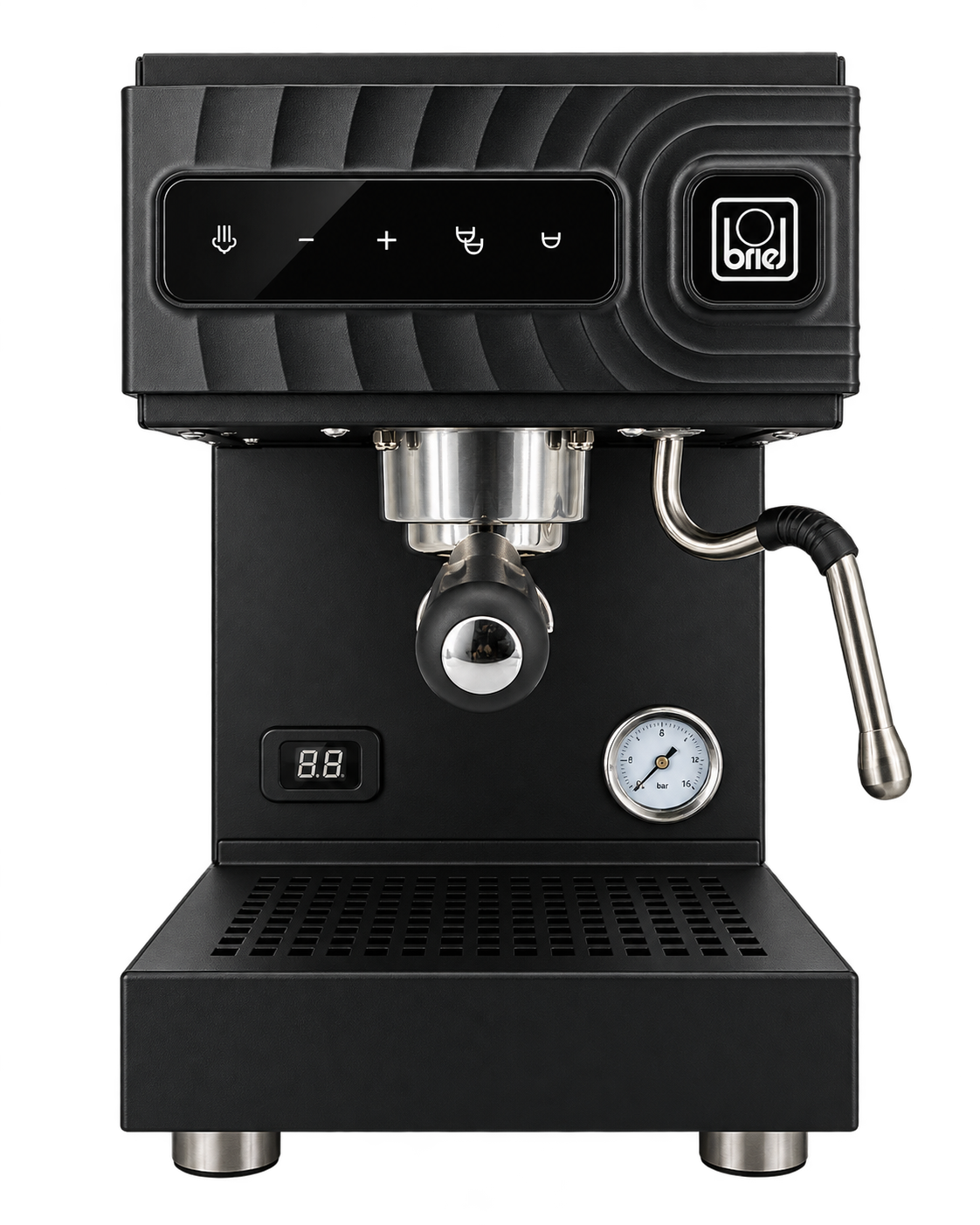 Máquina de espresso compacta Briel Mezzo preta, vista 3