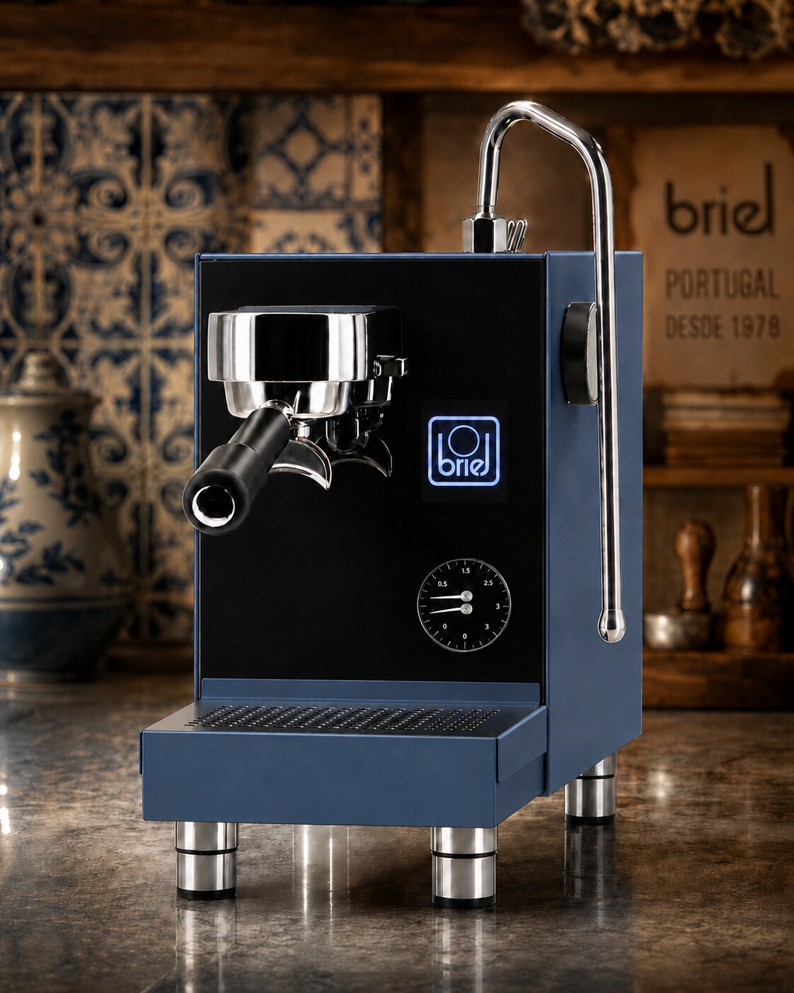 Máquina de espresso Briel M de caldeira dupla, azul