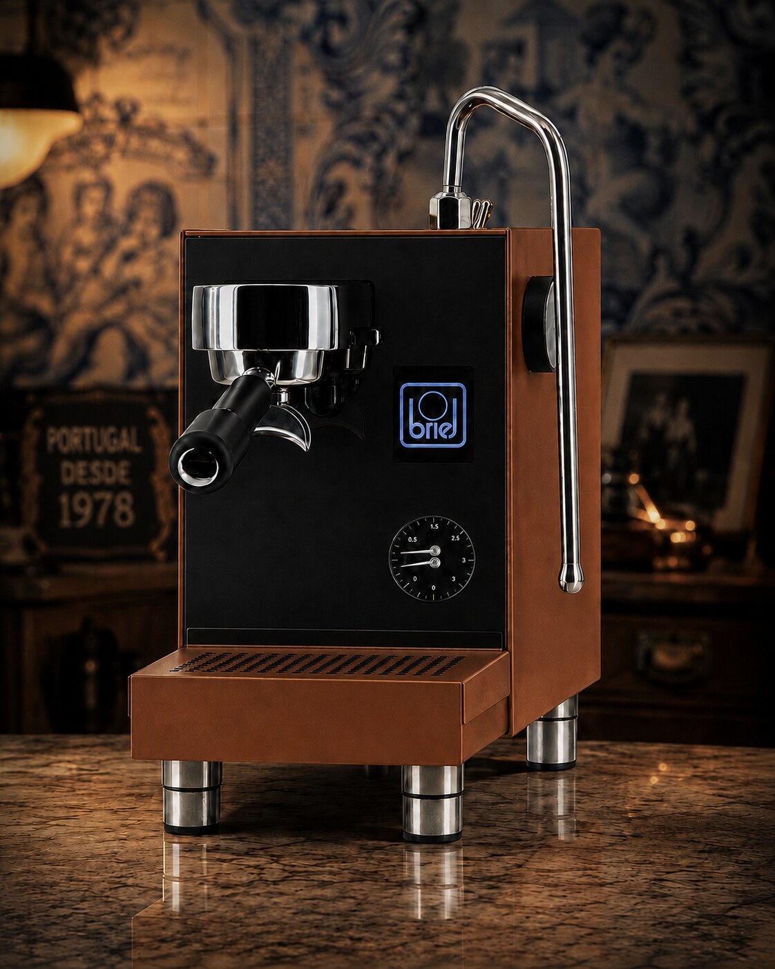 Máquina de espresso Briel M de caldeira dupla, bronze