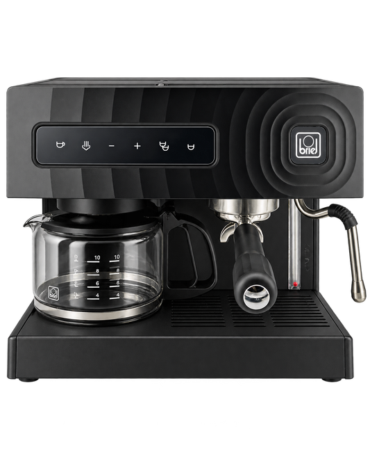Máquina combinada Briel Mastermix Espresso & Filter preta, espresso e café de filtro, vista 1