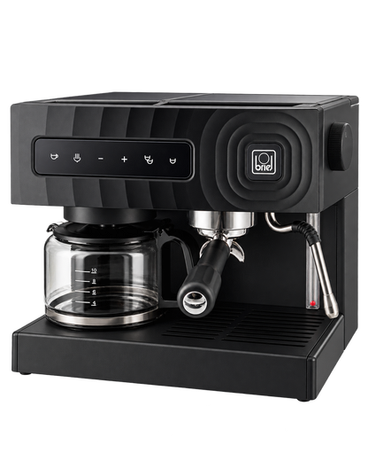 Máquina combinada Briel Mastermix Espresso & Filter preta, espresso e café de filtro, vista 3
